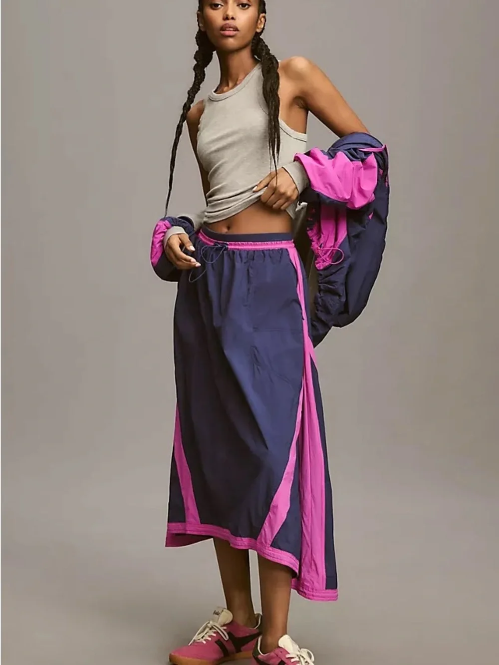 Daily Practice by Anthropologie Sporty Colorblock Maxi Skirt in Navy and Pink - Picture 2 of 15